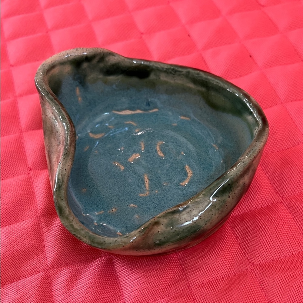 Handcrafted Ceramic Dish - Green and Brown